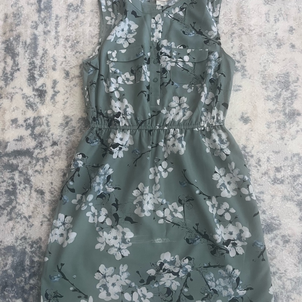 LOFT Green Smocked Halter Sundress